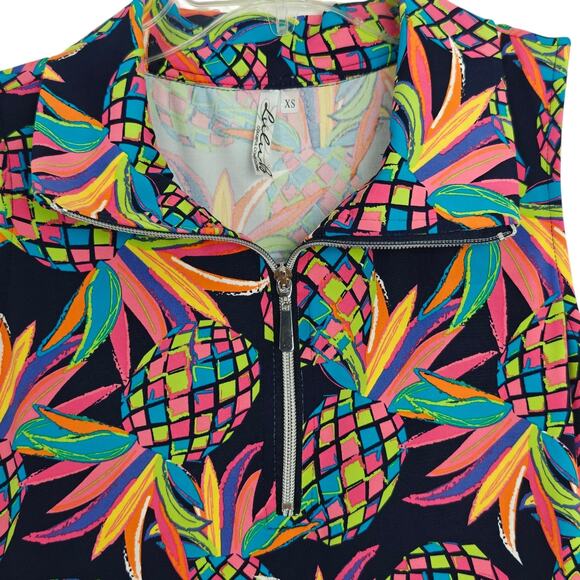 Lulu B Sleeveless Quarter Zip Dress Size XS Pineapple Beach Resort UPF 50+ NWT - Picture 4 of 11